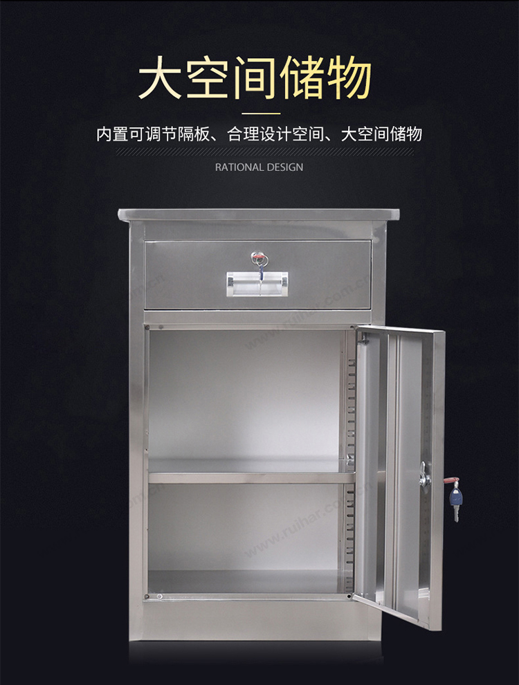 矮柜鐵皮文件柜資料抽屜小柜子不銹鋼床頭柜工具柜儲(chǔ)物柜帶鎖 不銹鋼一門(mén)一斗