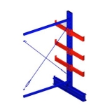 雙面懸臂副架，1500*1600*2500，400kg/層，4層，懸臂長700mm，含底座，