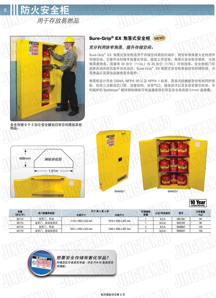 美國(guó)杰斯瑞特，防火安全柜，justrite防火柜，justrite安全柜，防爆柜justrite