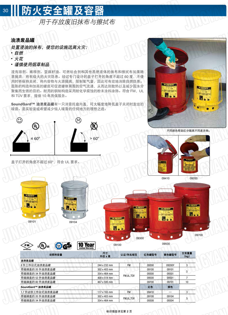 美國(guó)杰斯瑞特，JUSTRITE，活塞安全罐，盛漏式活塞罐，化學(xué)品分裝罐，