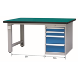 重型工作臺帶四抽底柜(40mm復合臺面)，E-XBG2175(G)
